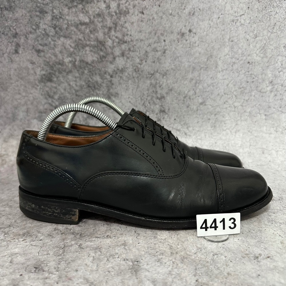 Bostonian Classics Oxford Mens 8.5 Black Leather Cap Toe Dress Shoes 20350
